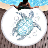 Lofaris Simple Sea Turtle Cartoon Pattern Round Beach Towel
